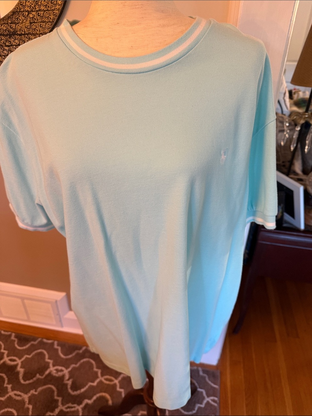 Ralph Lauren light turquoise Crewneck Polo Tee textured never worn size L